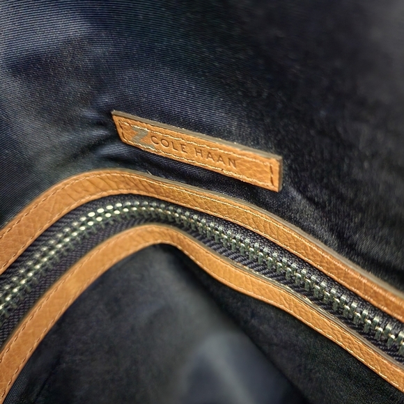 Cole Haan Navy Blue Marshall Canvas Leather Backpack - Picture 14 of 15